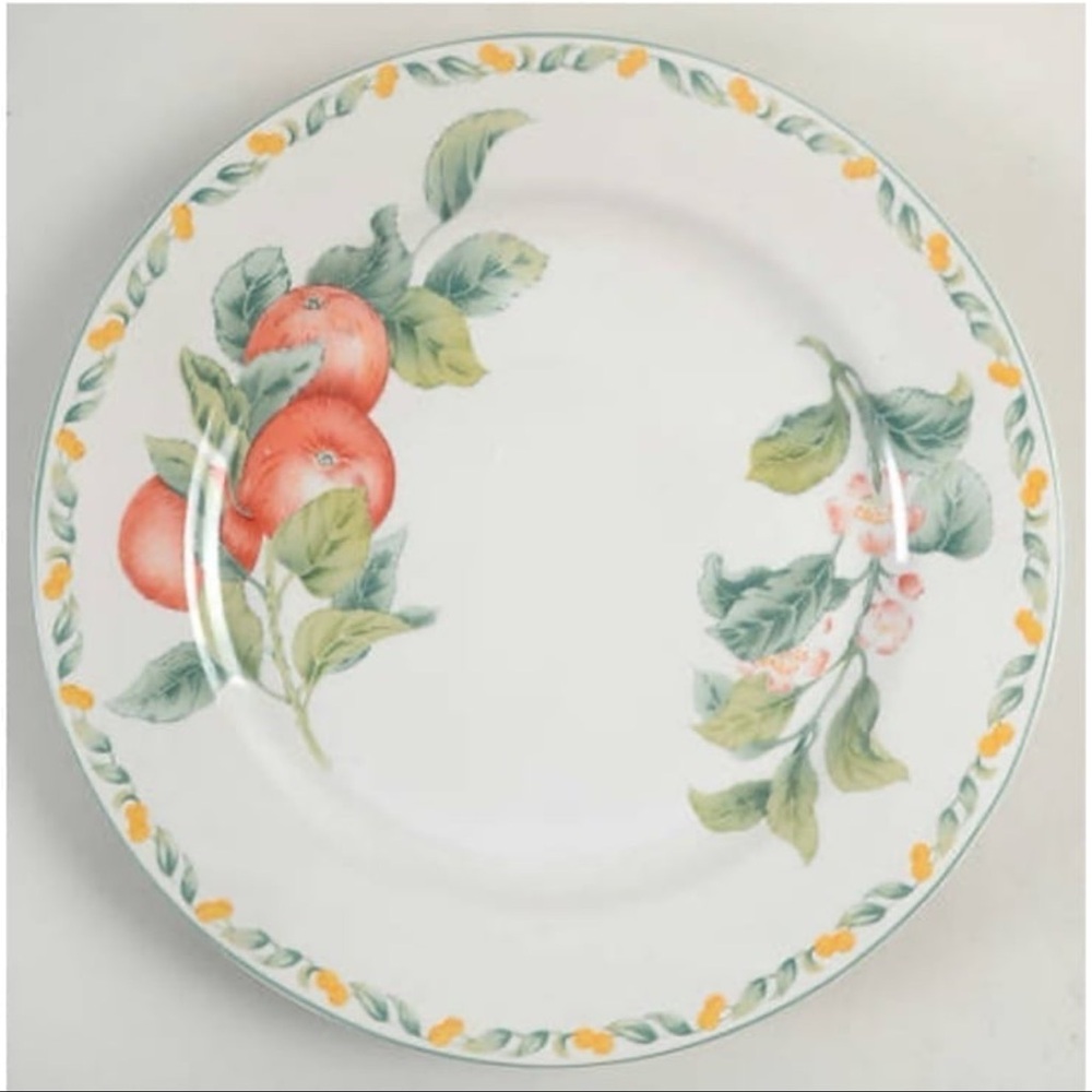 Avon White and Green Floral Dinnerware Plate